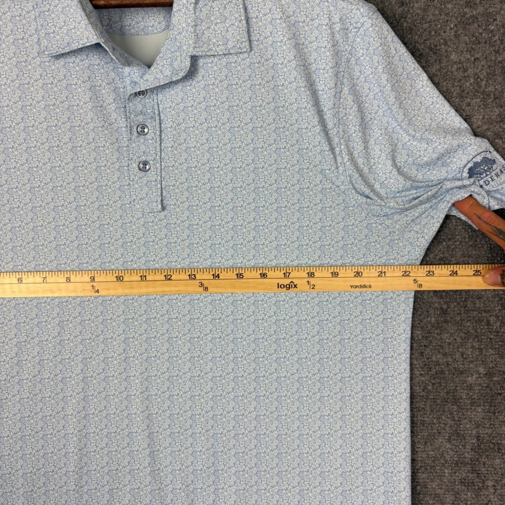 7 Diamonds Alessio Polo Shirt Mens Large Blue Floral 4-Way Stretch Maderas Golf - Picture 4 of 8